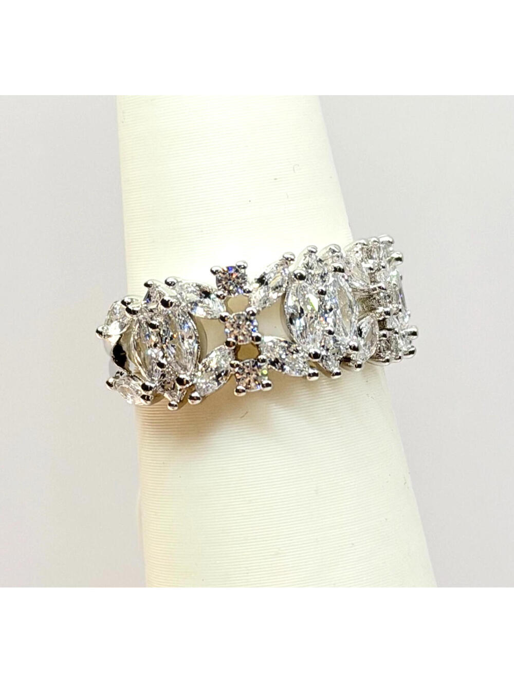 Bomb Party Ring Sz 7 "Not Sorry, Just Stunning" Clear CZ on Rhodium